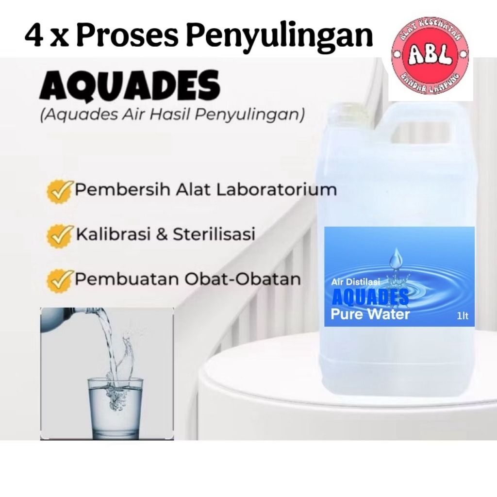 Aquadest Air Suling 100ml, 300ml, 1Liter, Aquades
