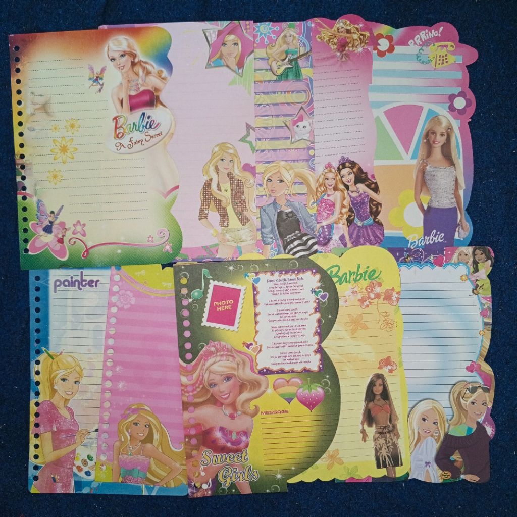 [MINIMAL ORDER 5 LEMBAR - VOLUME 1] BARBIE MARIPOSA KARTUN KERTAS BINDER NON HARVEST TIPIS LOOSE LEA