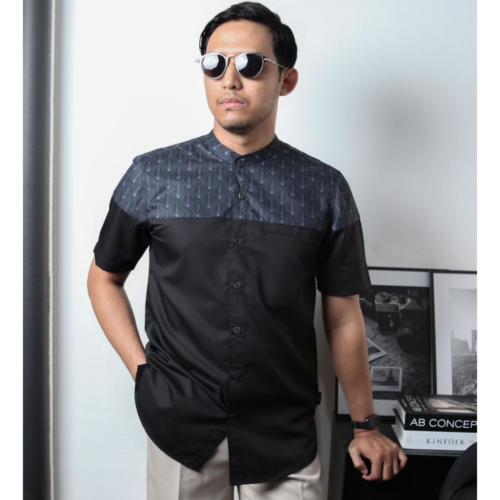 Kemeja Koko Batik Karang Saviq | Pakaian Muslim Pria | Kemko Pria Lengan Pendek