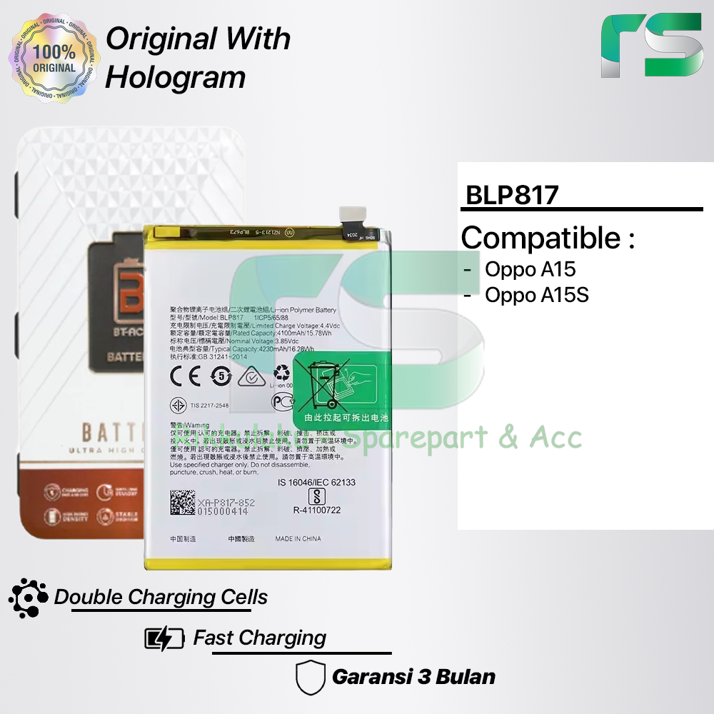 Baterai Oppo A15 (BLP817) / Oppo A15S Original