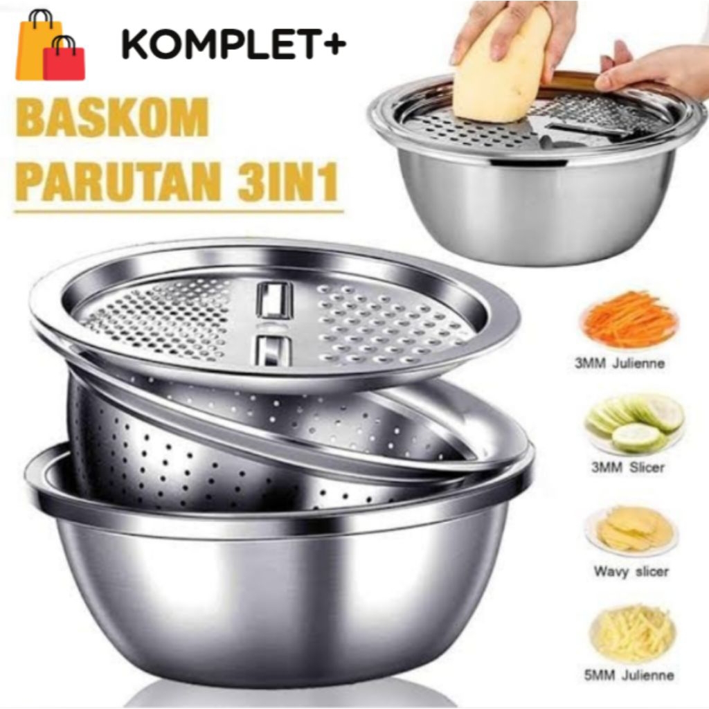 BASKOM SERBAGUNA STAINLESS/BASKOM 3 SET PRAKTIS/BASKOM STAINLESS 3 SET