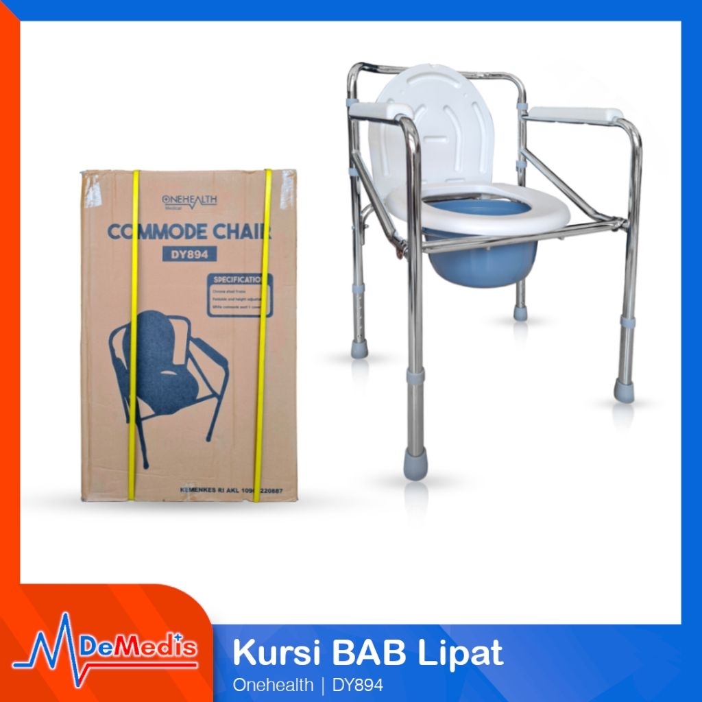 Kursi Toilet BAB Lipat Tanpa Roda Untuk Orang Tua dan Ibu Hamil ONEHEALTH Commode Chair DY894