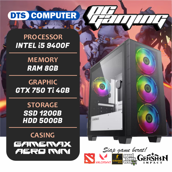 NEW PC GAMING Intel Core i5 9400F / GTX750 Ti / SSD / HDD / RAM 8GB