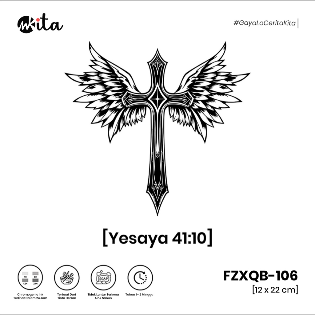 INKITA-Tatto Semi Permanen Salib Tato Temporer Bunda Maria Yesus Tattoo Fruit Ink