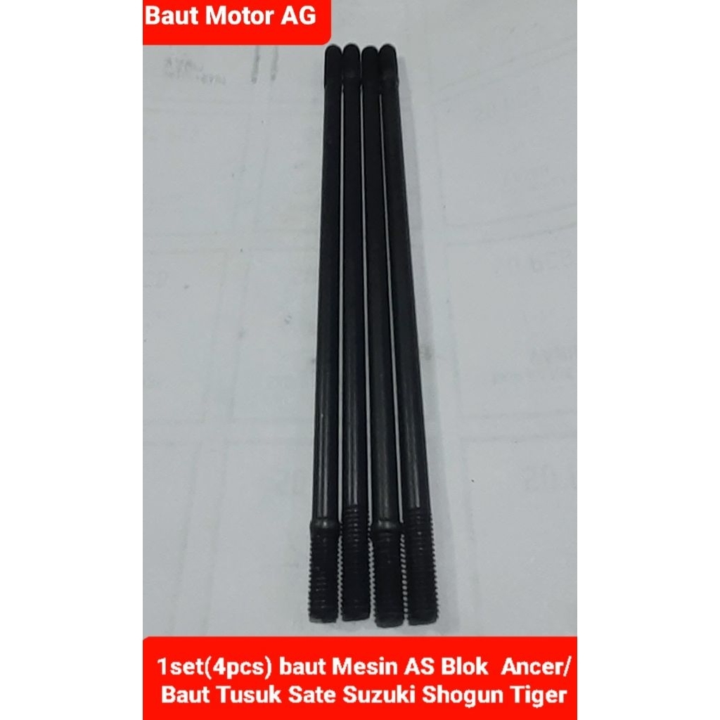 1Set Baut As Blok Mesin Ancer/Baut Tusuk Sate  shogun Suzuki Tiger