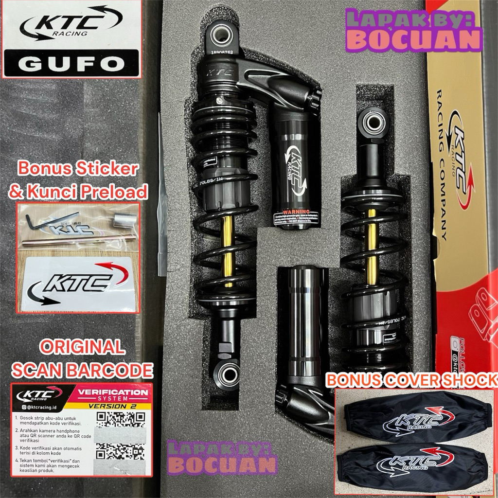 SHOCK KTC GUFO RACING 280 320 340 RXKING W175 BEBEK SUPRA JUPITER FIZR REVO FIT CB TIGER BELAKANG
