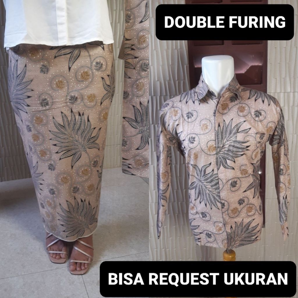 KEMEJA & ROK DOUBLE FURING PREMIUM / BAJU SERAGAM BATIK COUPLE PASANGAN SARIMBIT KELUARGA CUSTOM ANA