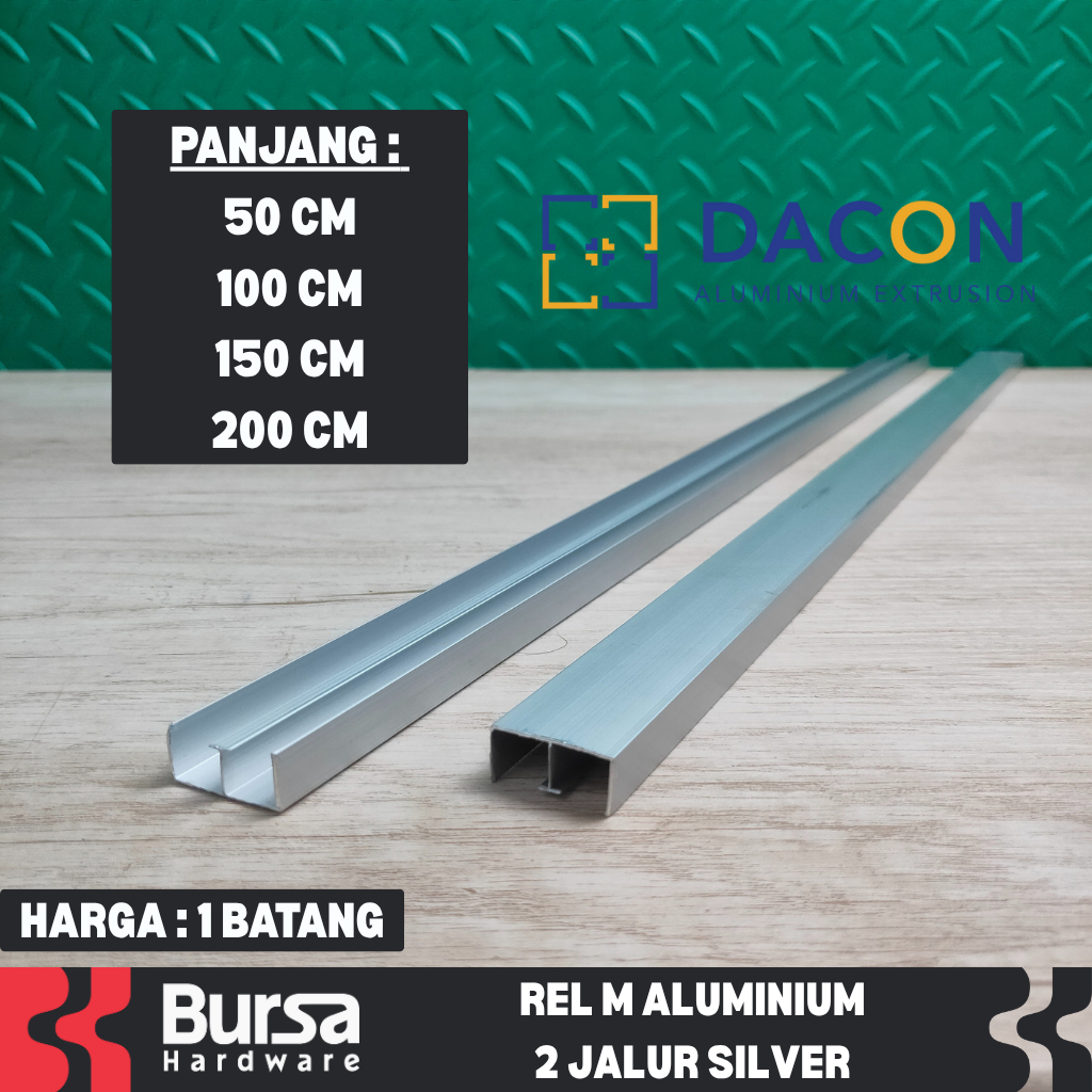 Rel Aluminium Etalase Showcase M 2 Jalur Silver Rel Kolong Dapur