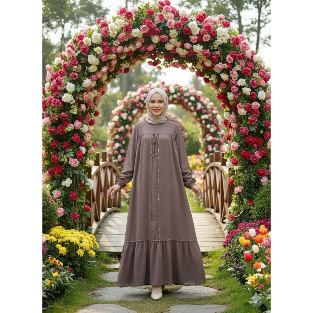 Gamis Ceruti  Outer Payet Remaja Perempuan Bahan Ceruti Untuk Usia All Size