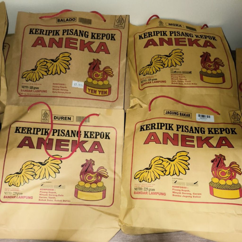 KRIPIK KERIPIK PISANG KEPOK ANEKA RASA OLEH OLEH KHAS BANDAR LAMPUNG KEMASAN YEN YEN YENYEN YEN-YEN 