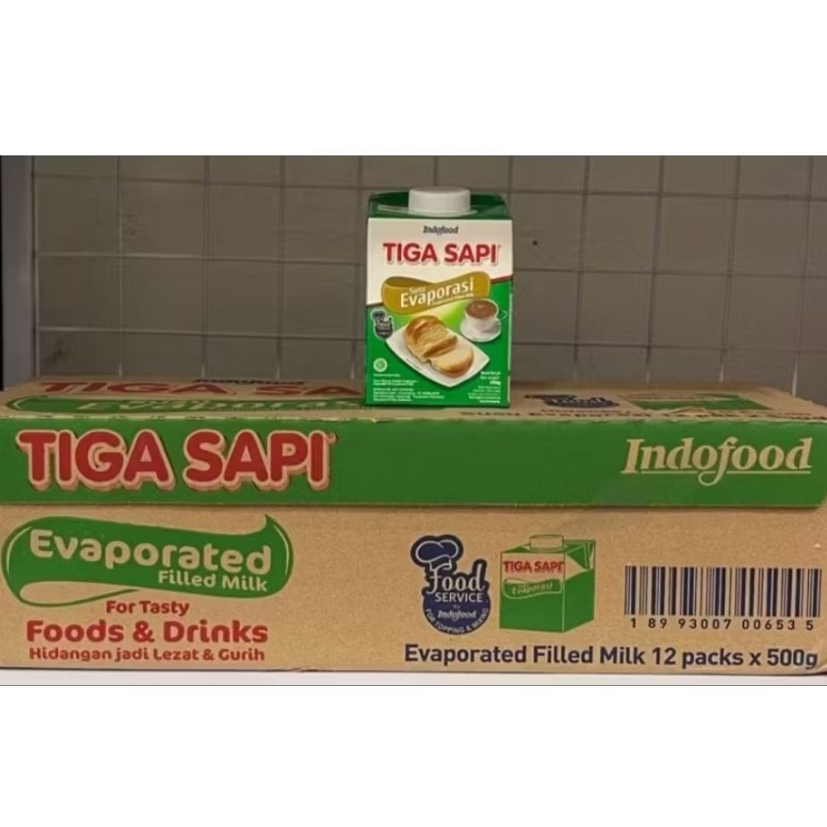 susu evaporasi Tiga sapi 500ml (1 dus ) isi 12