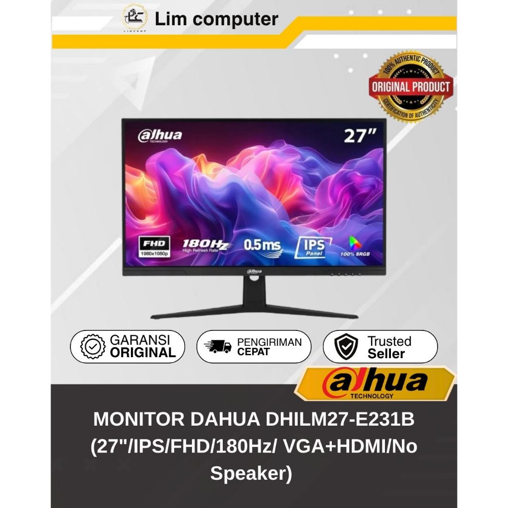 MONITOR DAHUA DHILM27-E231B (27"/IPS/FHD/180Hz/ VGA+HDMI/No Speaker)