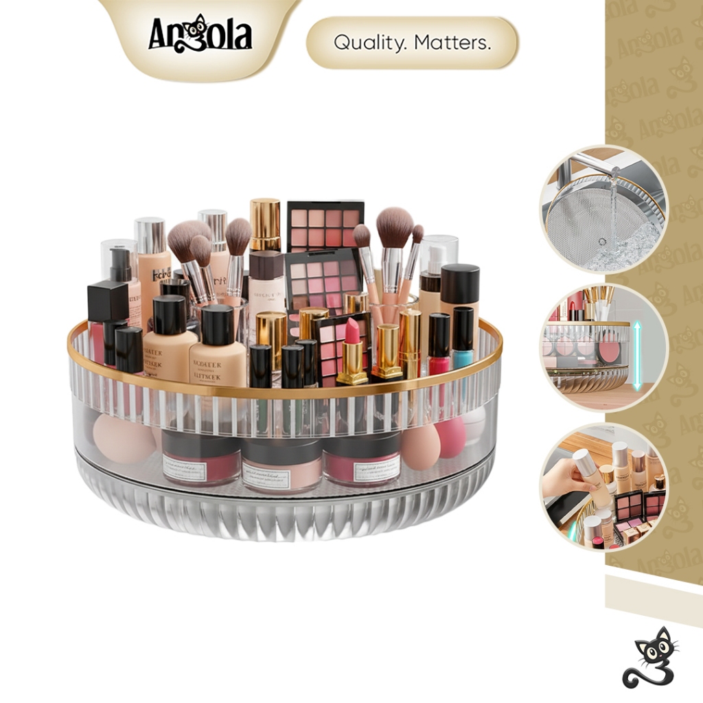 ANGOLA Rak Bumbu Putar Akrilik / Rak Buah Putar Transparan C99 Kitchen Rack Organizer/Rak Serbaguna