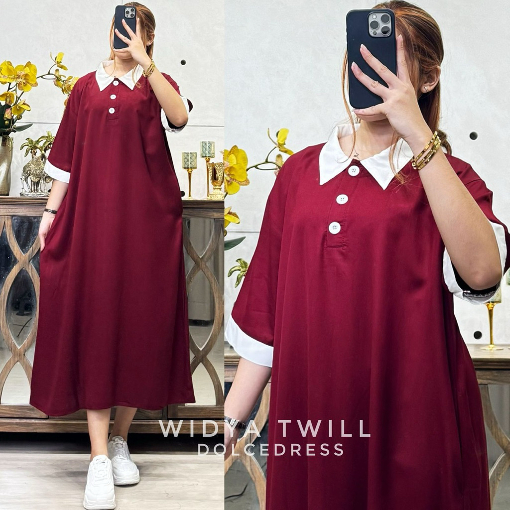 Dolcedress WIDYA Twill Midi Dress Jumbo Lengan Pendek