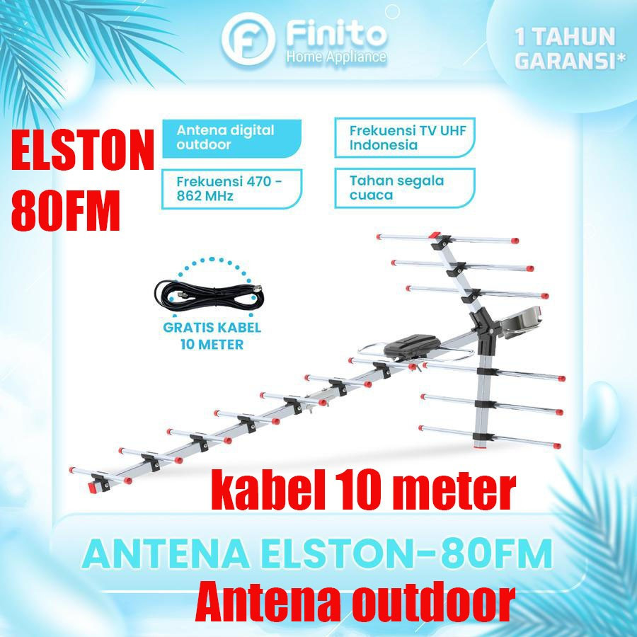 Antena digital TV Elston-80FM kabel 10 meter Supprot STB TV Antena Outdoor UHF Analog Digital alumun