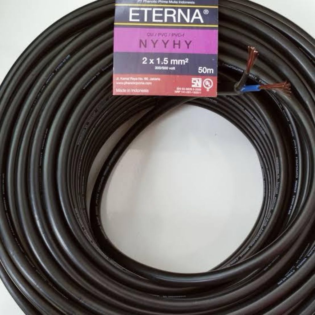 Kabel NYYHY 2x1,5 Eterna Meteran / Kabel serabut 2x1.5 Eterna