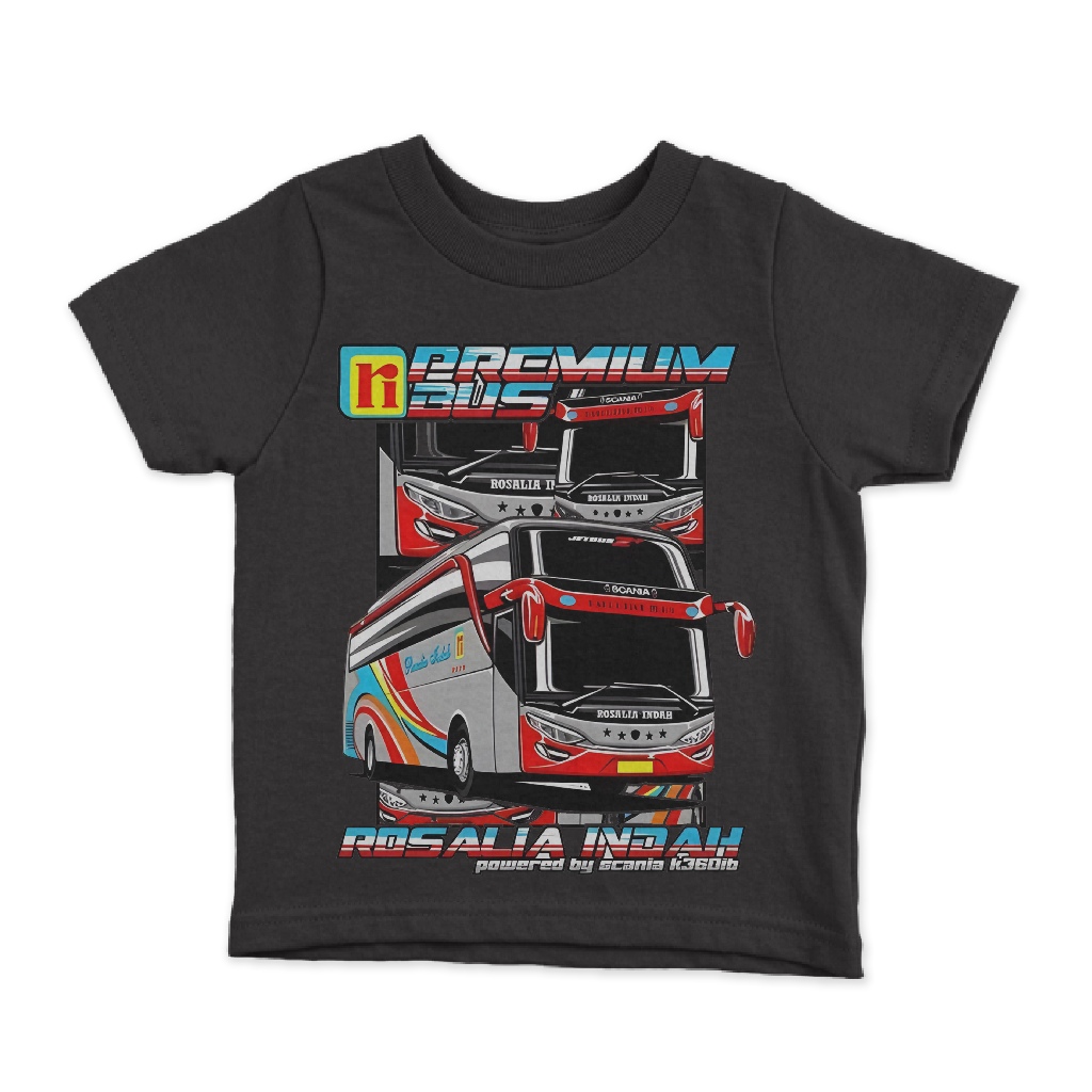 KAOS ANAK " Rosalia Indah Premium Bus " Baju Bus Keren | Kaos Anak Band | Bisa Bayar Di Tempat