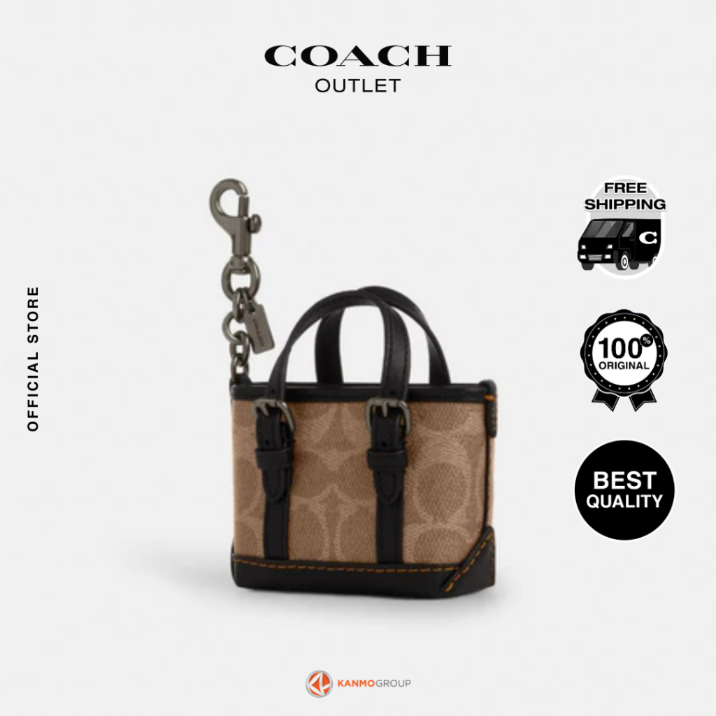 Coach Mini Warner Tote Bag Charm in Signature Canvas - Gantungan Tas Pria