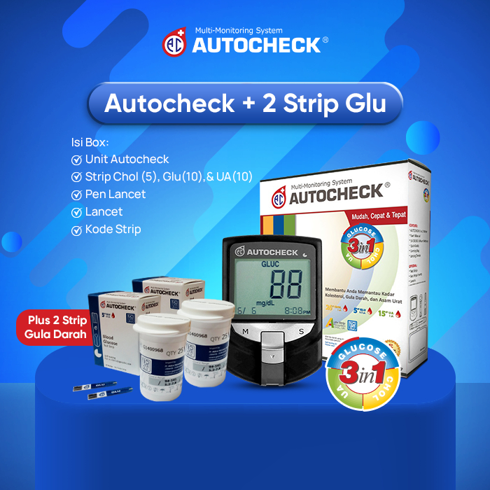 Autocheck 3 in 1 CGU + 2 Strip Gula Darah
