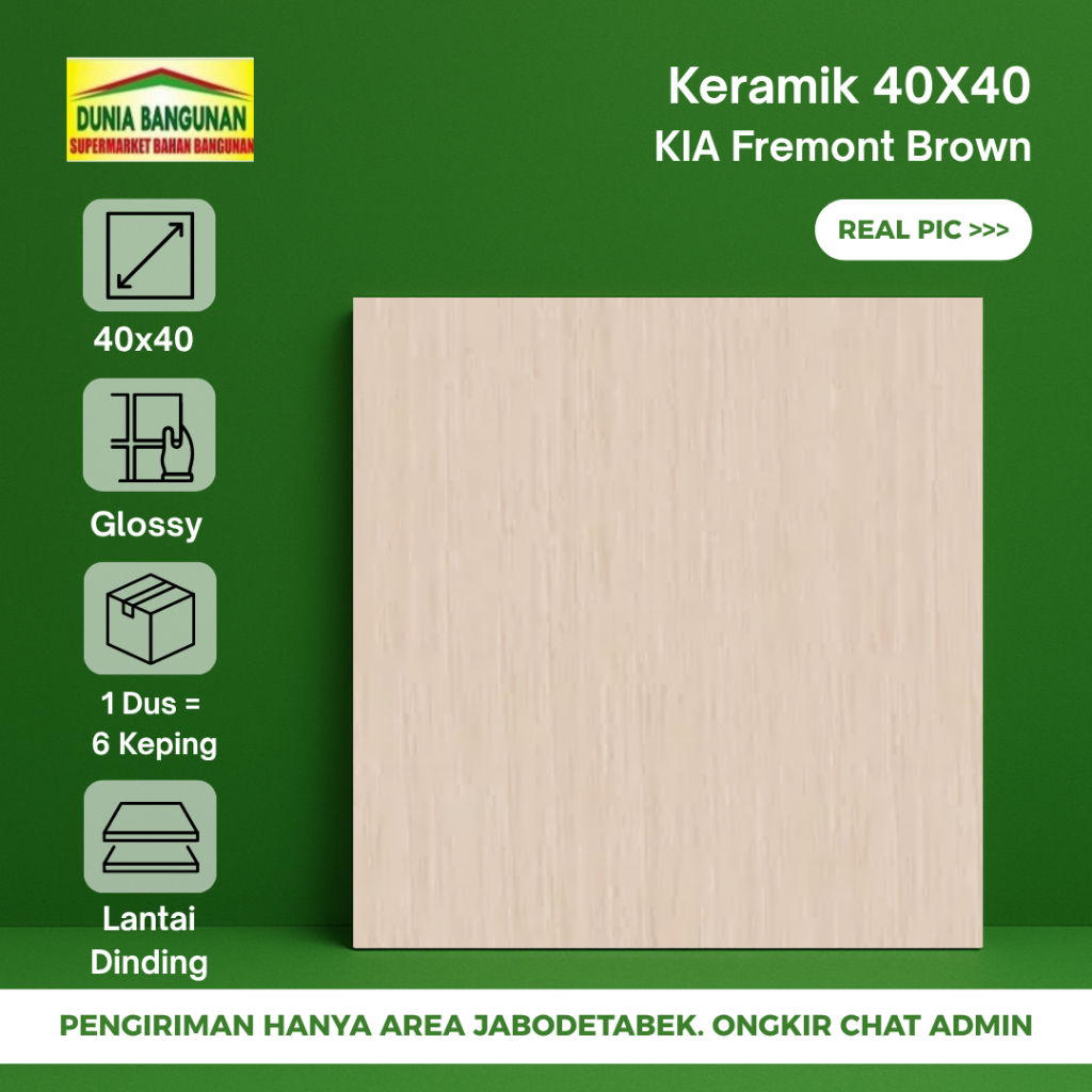 Keramik Lantai 40x40 KIA Fremont Brown Keramik Lantai Glossy
