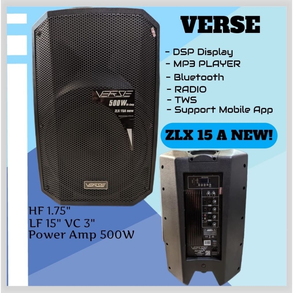 SPEAKER AKTIF 15INCH VERSE ZLX15A NEW 500WATT / AD15ZLX / VERSE AD-15ZLX BLUETOOTH ORIGINAL