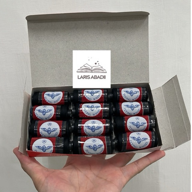 Benang Jahit Flying Wheel 500Yard Hitam Benang Roda