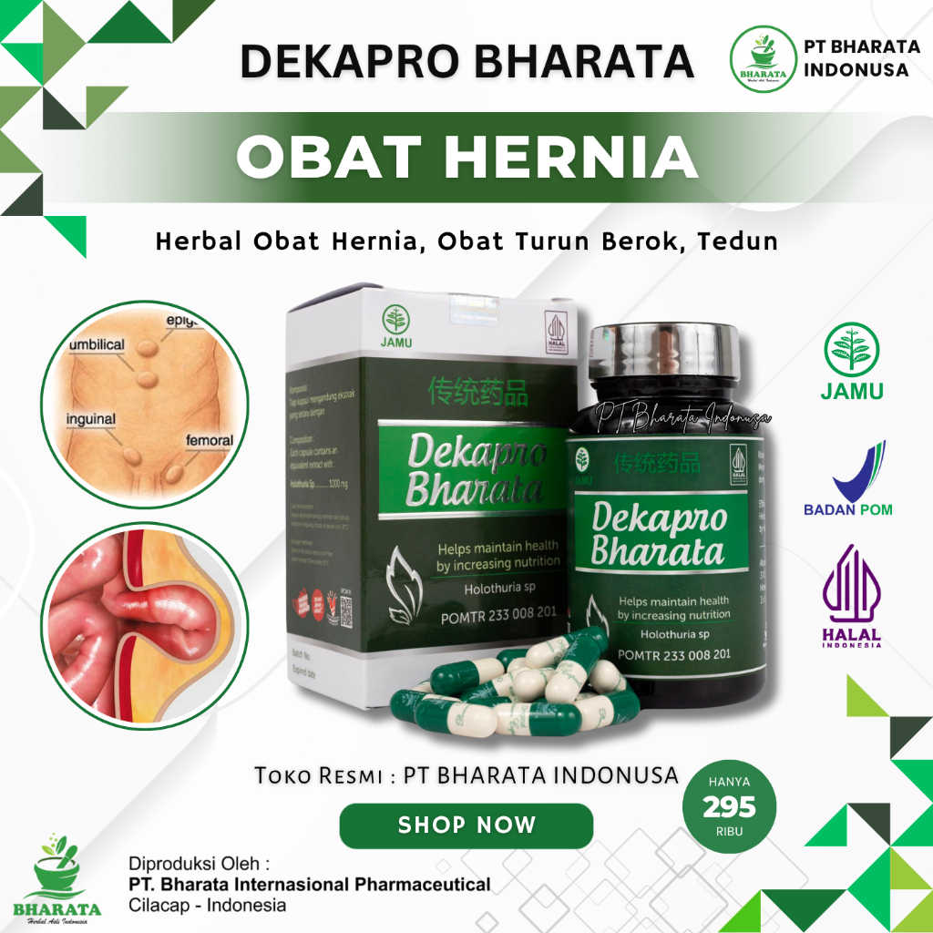 Obat Hernia Ampuh Original DEKAPRO BHARATA Herbal Turun Berok Pria Wanita Hernia Tedun 30 Kapsul