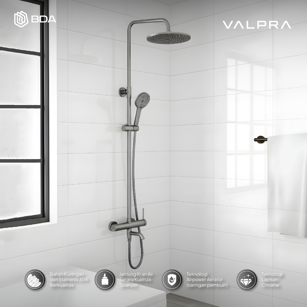 Valpra Shower Kamar Mandi Set Shower Set Tiang Shower Mandi Panas Dingin V VT 5480
