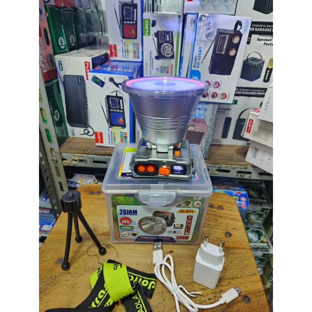 Senter Kepala JinLong 300W / JL-A11 Headlamp 300W Cahaya Putih Terang Tahan Air