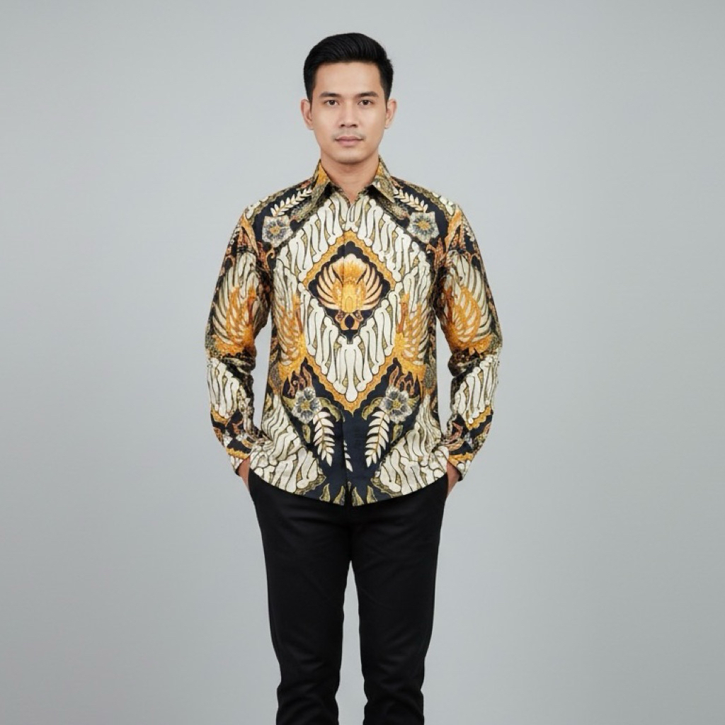 JSBATIK Kemeja Atasan Batik Pria Tenun Premium Airlangga