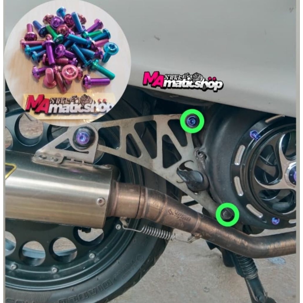Baut titanium breket knalpot vespa matic knalpot shijiro kenochi racing titanium(2biji)