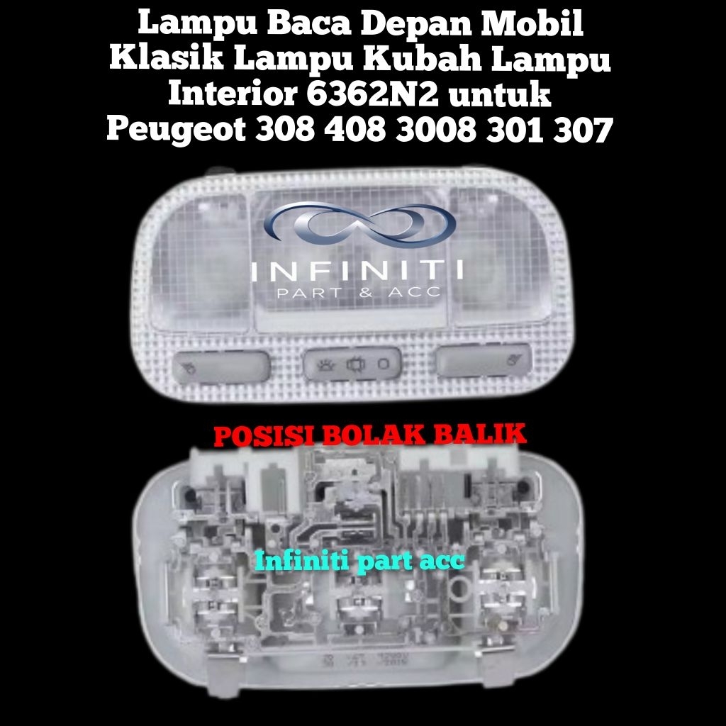 Lampu Baca Depan Lampu Kubah Lampu Interior Plafon atas 6362N2 Peugeot 308 408 3008 301 307