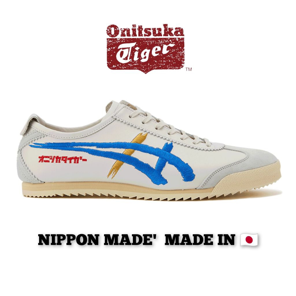 Sepatu Original Pria Dan Wanita - Nippon Made Japan Kabuki White Blue Yellow Unisex Original Onitsuk