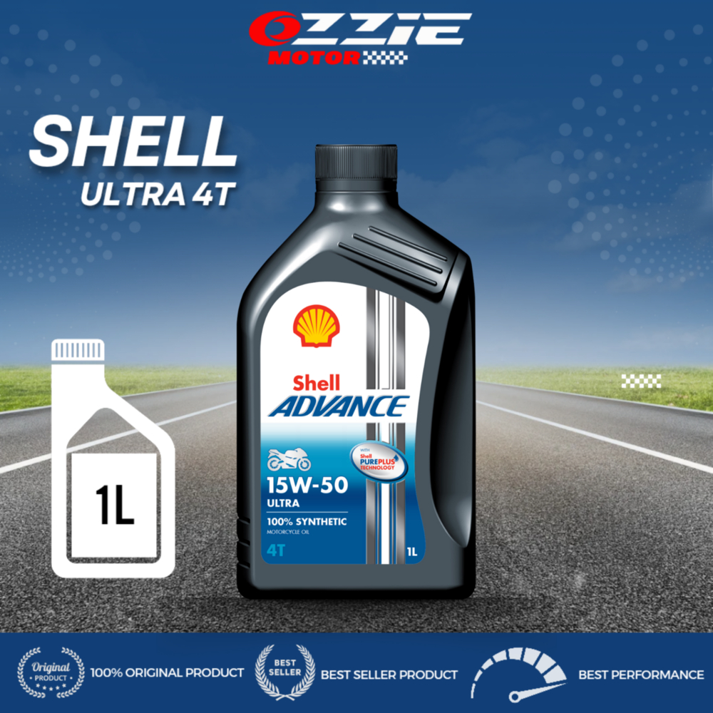 Shell Advance Ultra 10W40 / 15W50 / 5W40 Ma & Mb 1L Oli Mesin Motor Matic & 4T 100% Synthetic Pasti