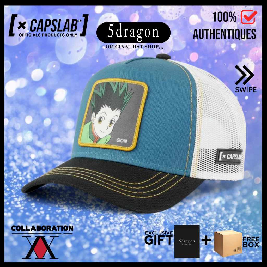 TOPI CAPSLAB ORIGINAL TRUCKER HUNTER X HUNTER GON BLUE AND WHITE