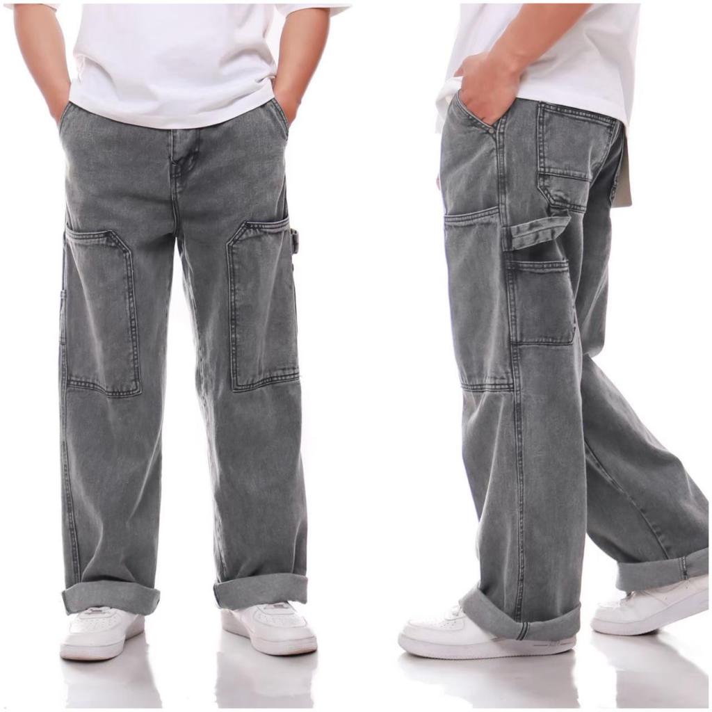 Celana Jeans Carpenter WIde Leg Baggy Pants Pria / Carpenter Jeans Denim Baggy Pants