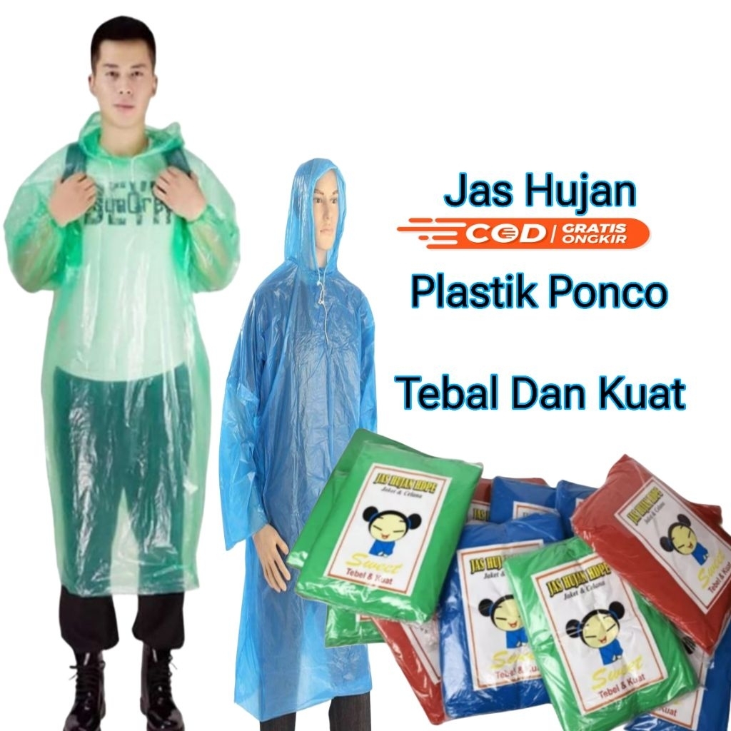 Jas Hujan Ponco Plastik Premium Tebal Dan Kuat