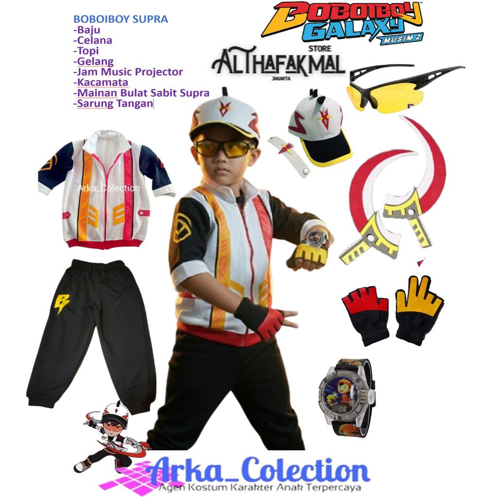 PAKET JACKET BOBOIBOY SUPRA TERBARU KOSTUM BOBOIBOY SUPRA