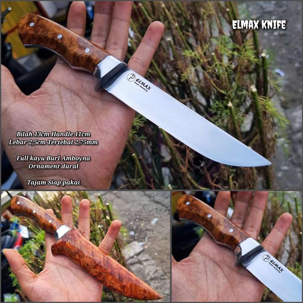 Pisau dapur custom bilah dari baja elmax