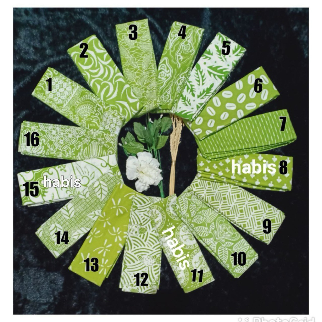 Kain Batik Cap Garutan  Warna Hijau series Kain Batik Meteran Seragaman - Kain Batik Bahan Katun