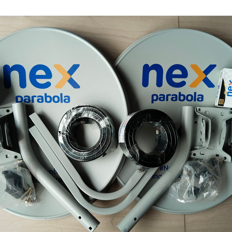 Dish parabola Solid Offset 60cm x 2 set beerikut LNB & Kabel merk K-Vision / NexParabola Polos / Mes