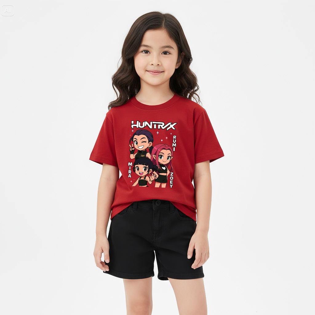 Kaos anak Perempuan Kpop Demon Hunter / Huntrix / Saja boy / Soda Pop baju anak kpop demon hunter hu