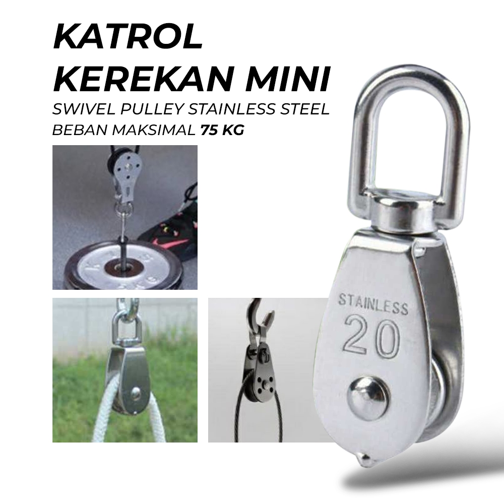 Katrol Kerekan Mini Serbaguna Swivel Pulley Stainless Steel M50