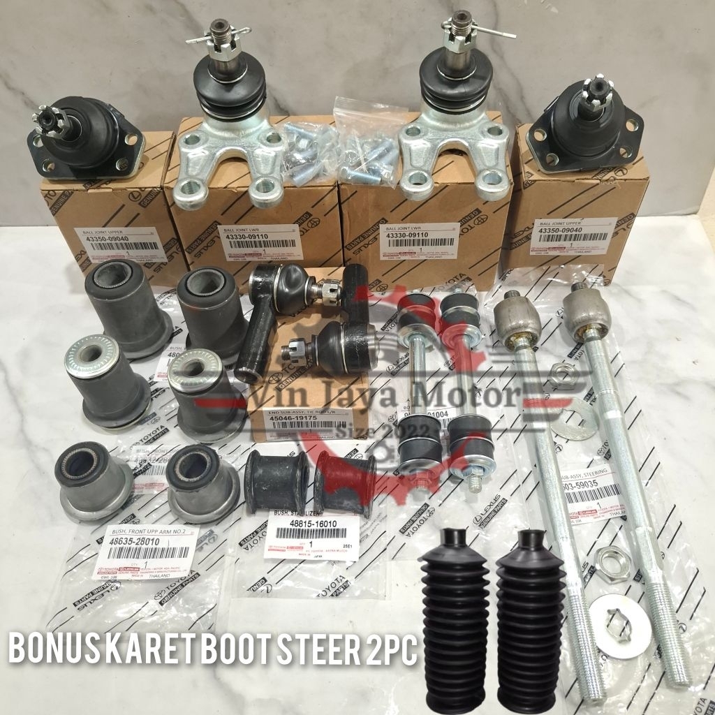 Paketan Komplit Kaki Kaki Depan Toyota Kijang Kapsul 7k 1997-2007 20pc Tie Rod Rack End Link Stabili