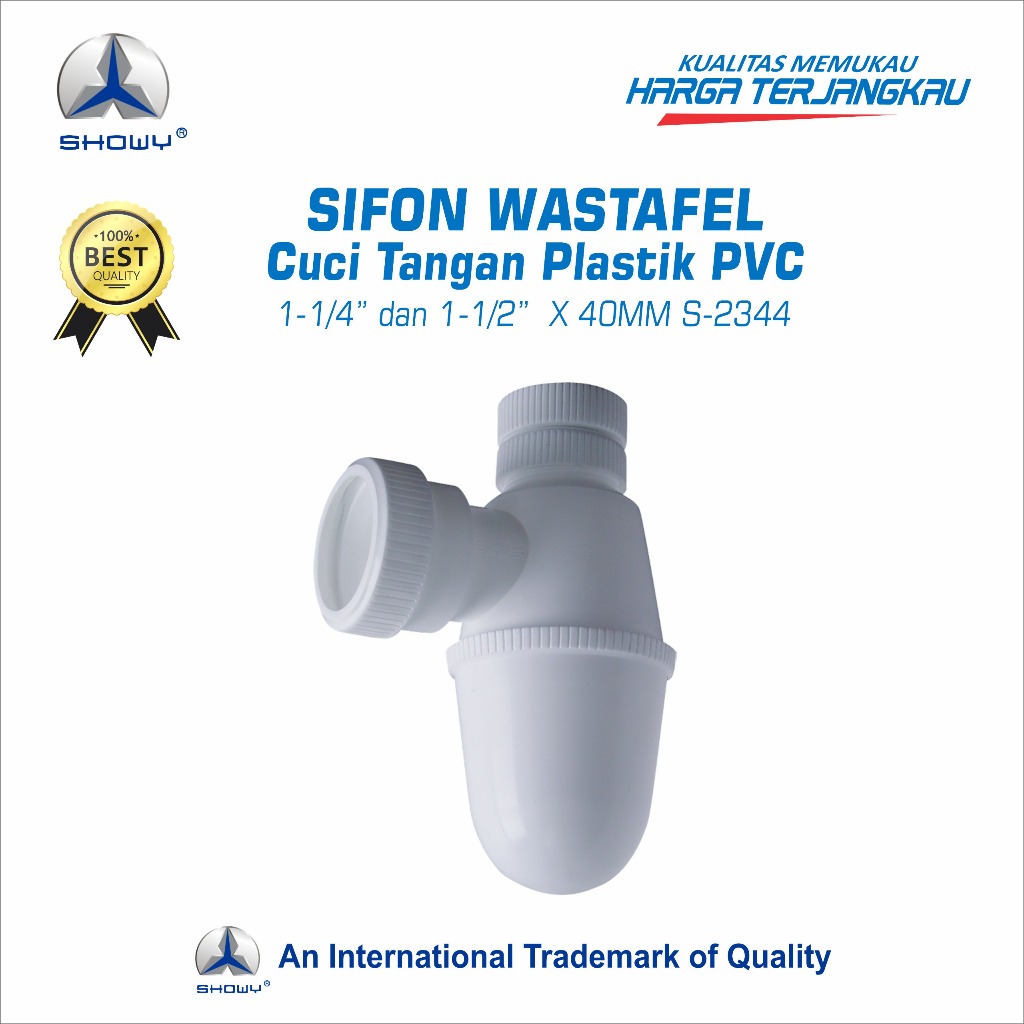 SHOWY Sifon Wastafel Cuci Tangan Plastik PVC 1-1/4" & 1-1/2" X 40mm S-2344