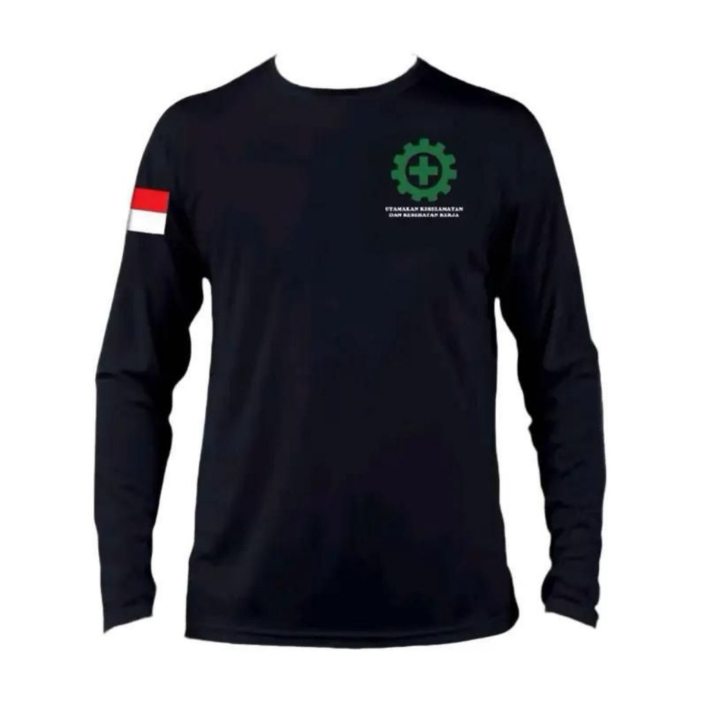 KAOS LENGAN PANJANG SAFETY FIRST UTAMAKAN KESELAMATAN DAN KESEHATAN KERJA LOGO DADA // KAOS SAFETY F