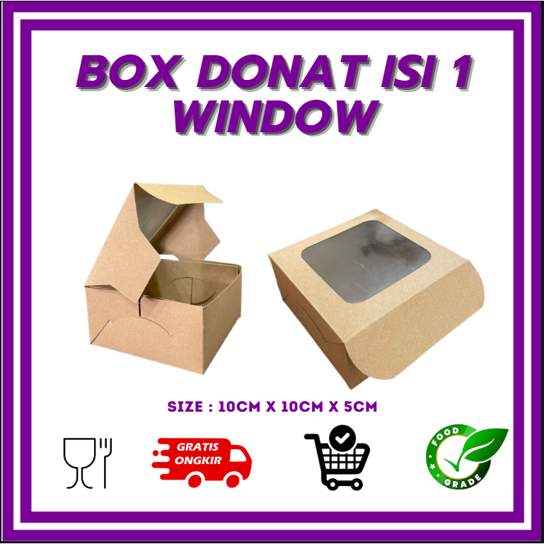 Kemasan Donat isi 1 window - Dus donat isi 1 craft window  - Box donat isi 1 window