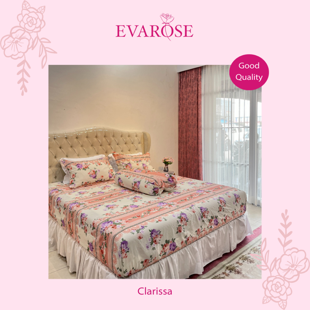 EVAROSE - T20 90 X 200 SPREI POLOS DAN MOTIF CANTIK SARUNG BANTAL DAN SARUNG GULING