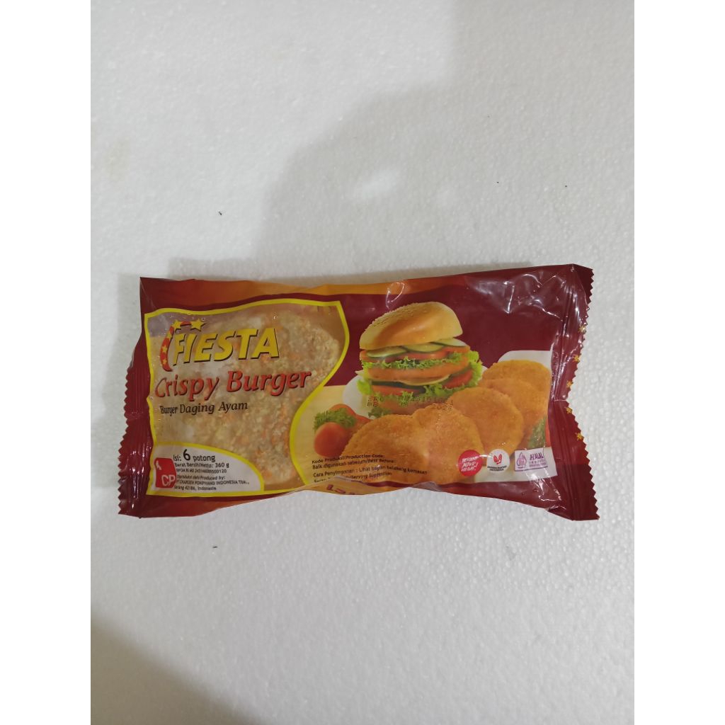Fiesta crispy burger isi 6/burger daging ayam 360gr