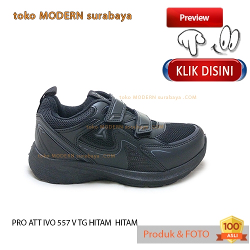 Sepatu sekolah unisex perekat trendy PRO ATT IVO 557 V TG HITAM / HITAM